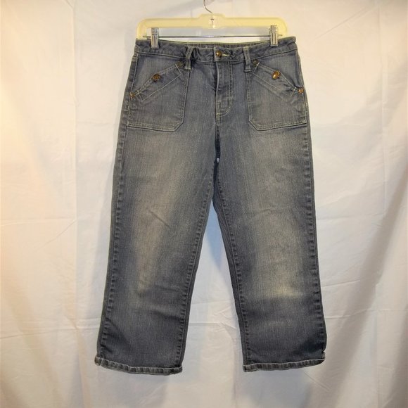 L.A. Blues Womens Denim Capris Cropped Jeans Size 10 Faded Pockets Casual Blue - Picture 1 of 5